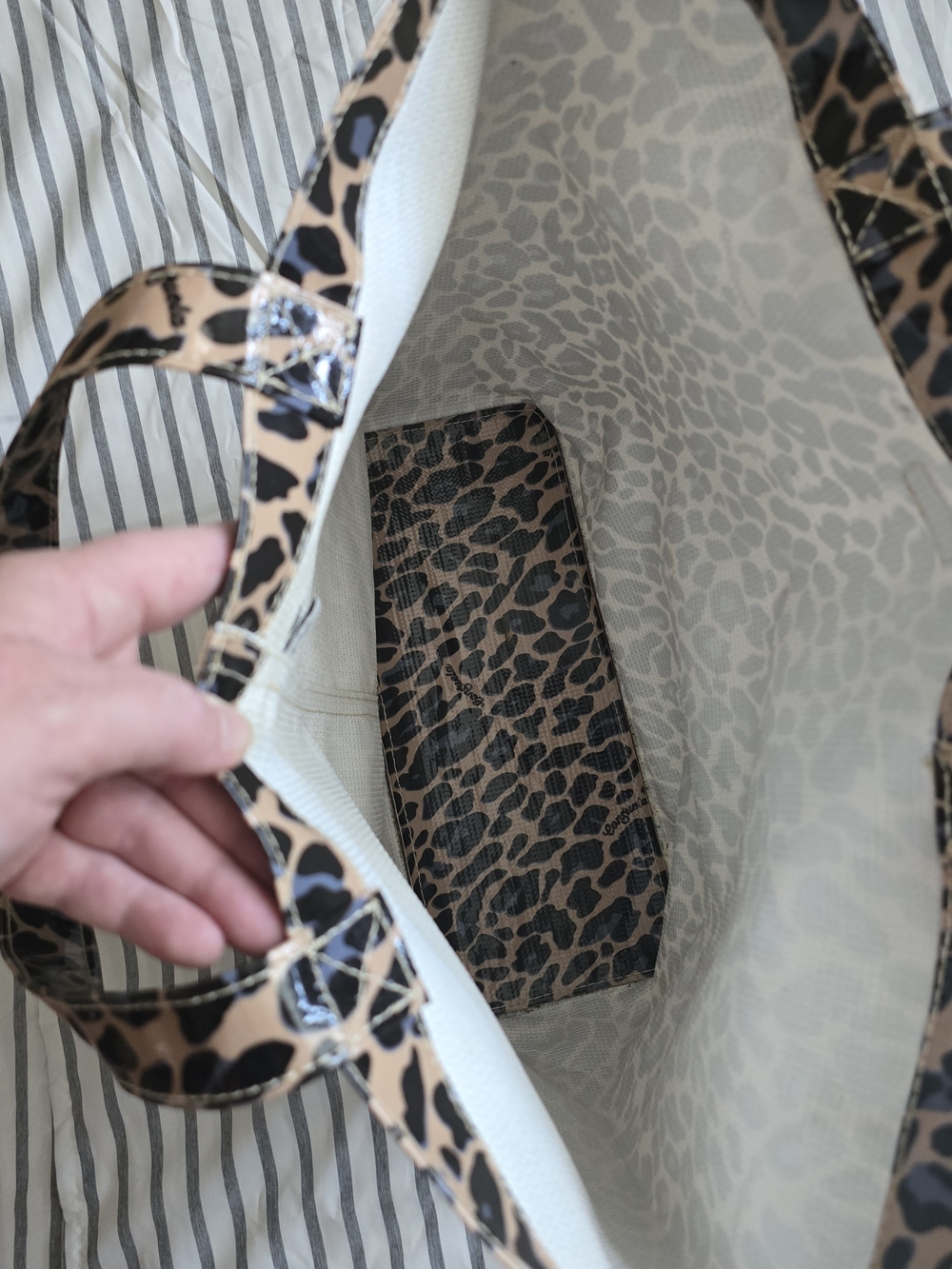 Consuela Leopard Print Tote in Beige and Black - Picture 5 of 6